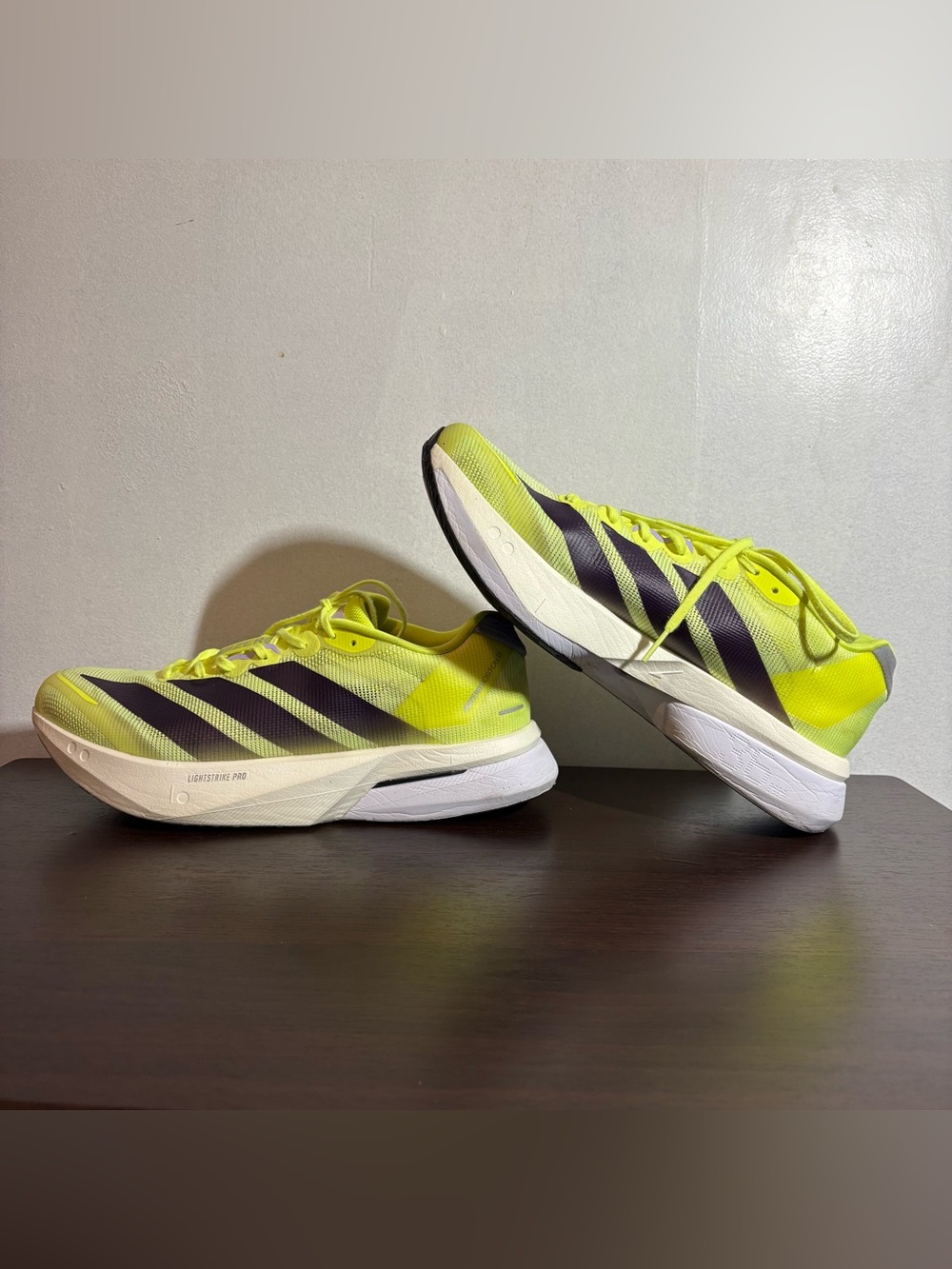 Adidas Adizero Boston 13 Running Shoes Mens 10.5 Lace Up JP9251 Neon Green Black
